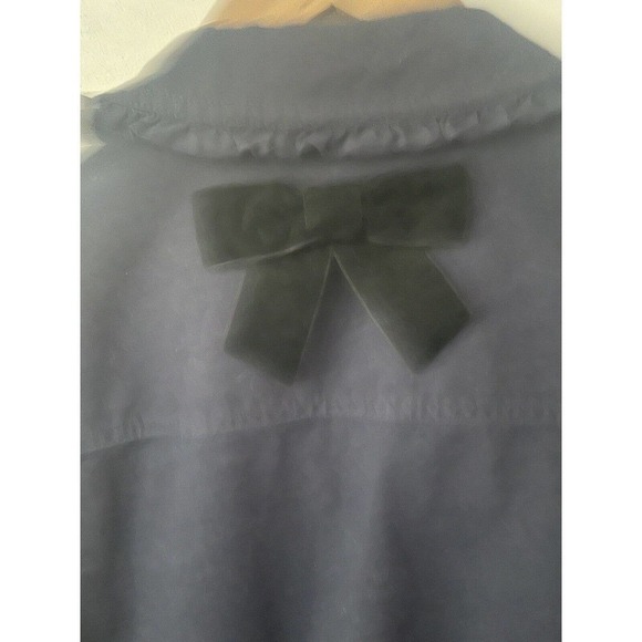 Kate Spade Broome Street Womens Ruffle Utility Military Jacket Navy Blue Button - Picture 7 of 14